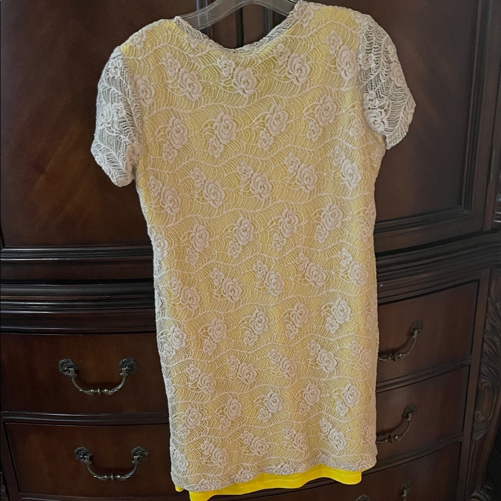 Uncle Frank Yellow Dress with Cream Lace Overlay - Picture 7 of 7